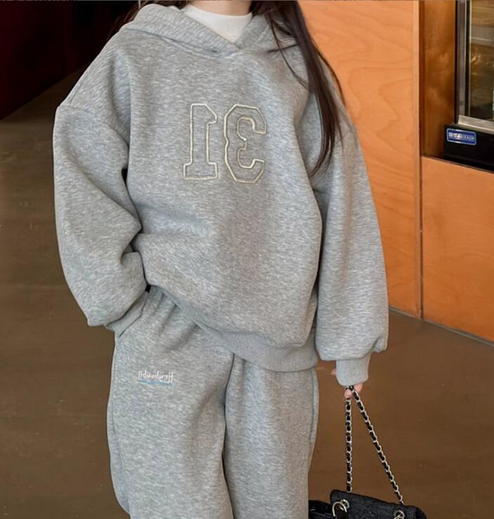 2023★秋冬新作★韓国風子供服★トップス+ズボン★セットアップ★裏起毛★2色7-15