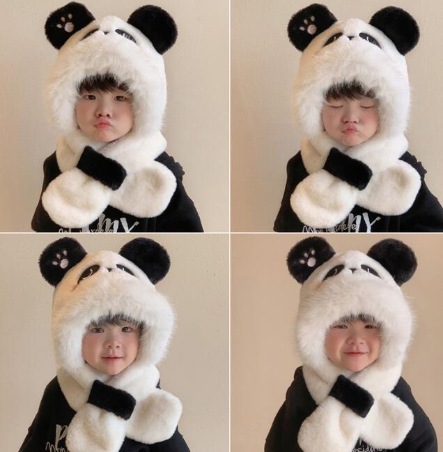 子供用★帽子/マフラー★ニット★男女兼用★暖かい★耳カバー★防寒★可愛い★パンダ