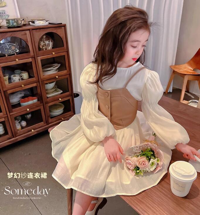 2024春新品★子供服　ワンピース+ベスト★100-160cm