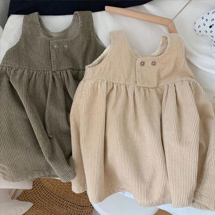 2024★春秋新作★韓国風子供服★ワンピース★コーデュロイ★2色80-130CM