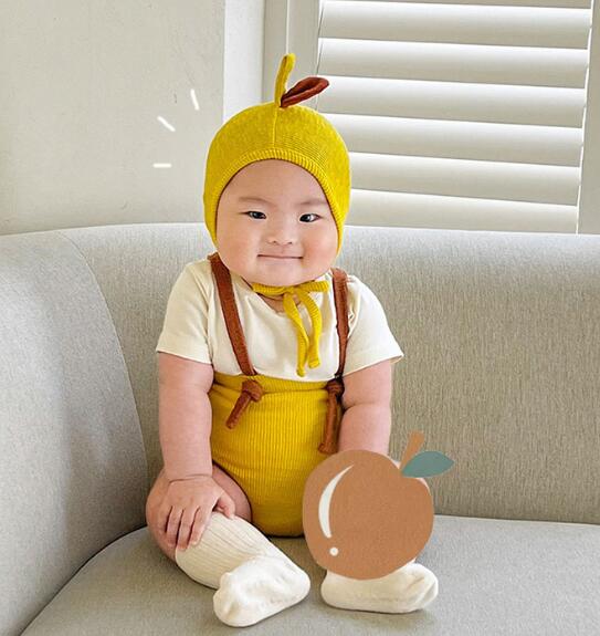 新作★子供服★吊りパンツ★サロペット★連体服★韓国風子供服★ベビー★帽子★4色★66-90CM