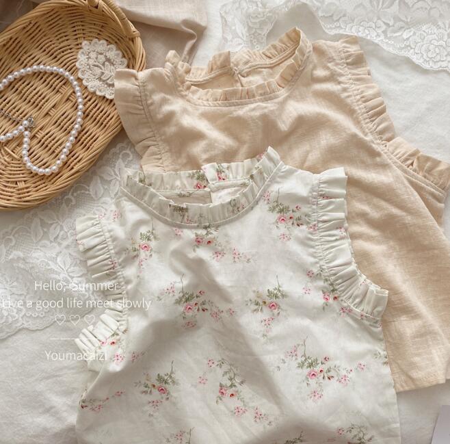 子供服★ノースリーブシャツ★トップス★韓国風子供服★キッズ女の子★2色★80-130CM