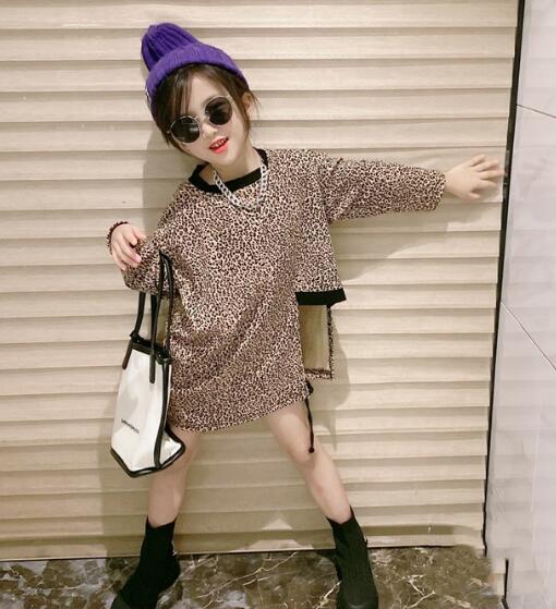 2024★春秋新作★韓国風子供服★ワンピース★豹柄★5-13