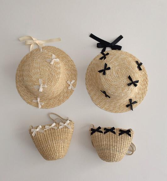 2024年夏新品★子供用★草編み帽子&バッグ分けて販売★3色選べ