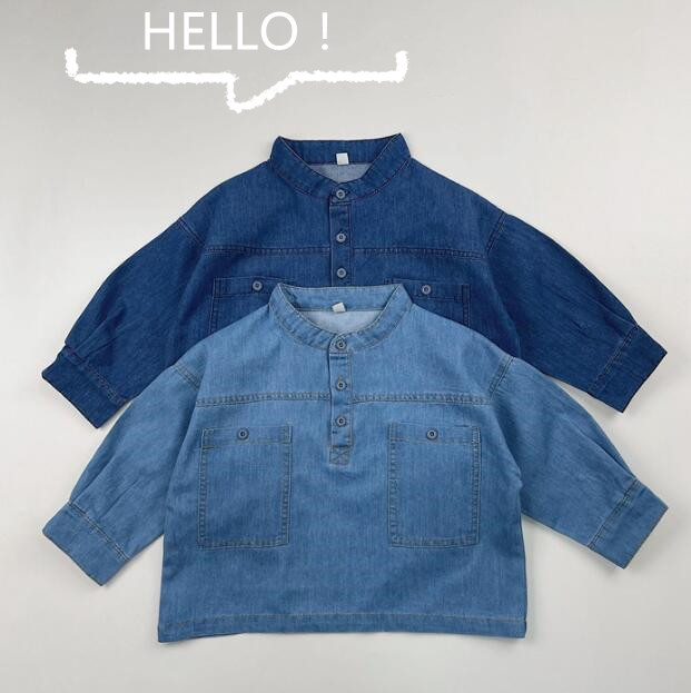 「2024」子供服★トップス★長袖シャツ★韓国風子供服★デニム★男女兼用★2色★80-130CM