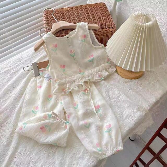 子供服★トップス+ズボン★セットアップ★ベスト★韓国風子供服★キッズ女の子★80-130CM