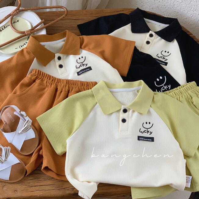 「2024」子供服★トップス+パンツ★セットアップ★キッズ★笑顔★3色★90-140CM