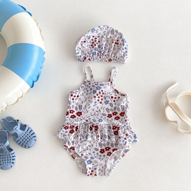 「2024」子供服★水着+帽子★袖なし★ベビー★韓国風子供服★可愛い★66-100CM