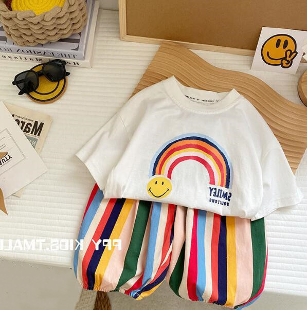 子供服★トップス+ズボン★セットアップ★キッズ★笑顔★2色★80-130CM