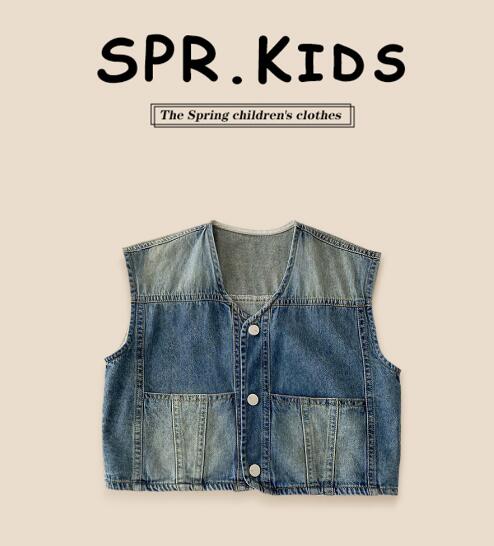 「2024」子供服★トップス★チョッキ★デニム★キッズ男の子★90-140CM