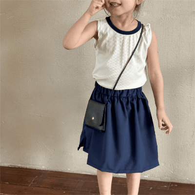 韓国風子供服 キッズ春夏 ノースリーブ 女の子 上下セット Tシャツ上着+スカート 90-120cm