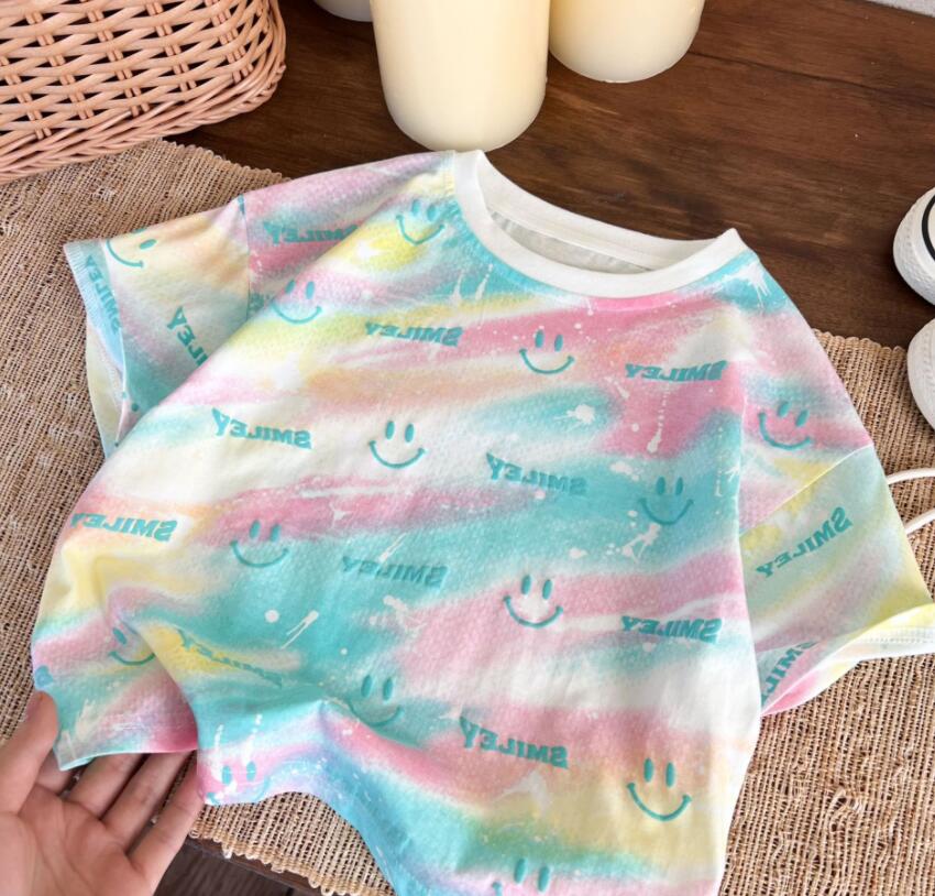 「2024」子供服★トップス★Tシャツ★半袖★韓国風子供服★キッズ★笑顔★90-150CM
