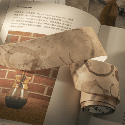 カフェ風 ノートペーパー 巻き素材紙メモ紙 テープ アンティーク 45mm*3m