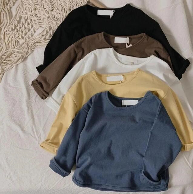 「2024」子供服★トップス★Tシャツ★長袖★韓国風子供服★無地★5色★80-130CM