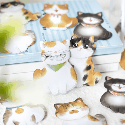 カフェ風 貼り付けメモ紙 ポストイット 伝言メモ ノートペーパー メモポスト 猫キャット 30枚入