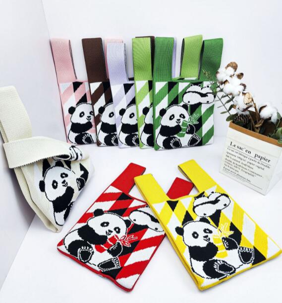 バッグ★レディース★トートバッグ★ハンドバッグ★ニットバッグ★大容量★パンダ★8色