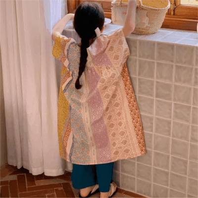 春夏 親子服 韓国風子供服 ガール シフトドレス 森系 小花柄 ワイドパンツ ワンピ 80-150