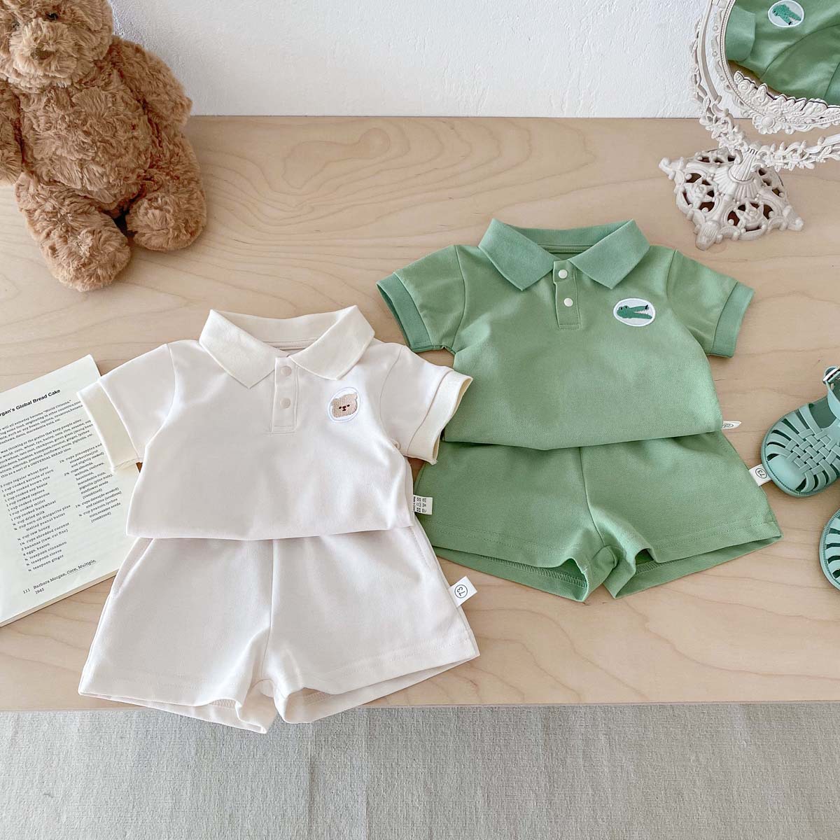 「2024」子供服★トップス+ショートパンツ★セットアップ★韓国風子供服★2色73CM〜100cm