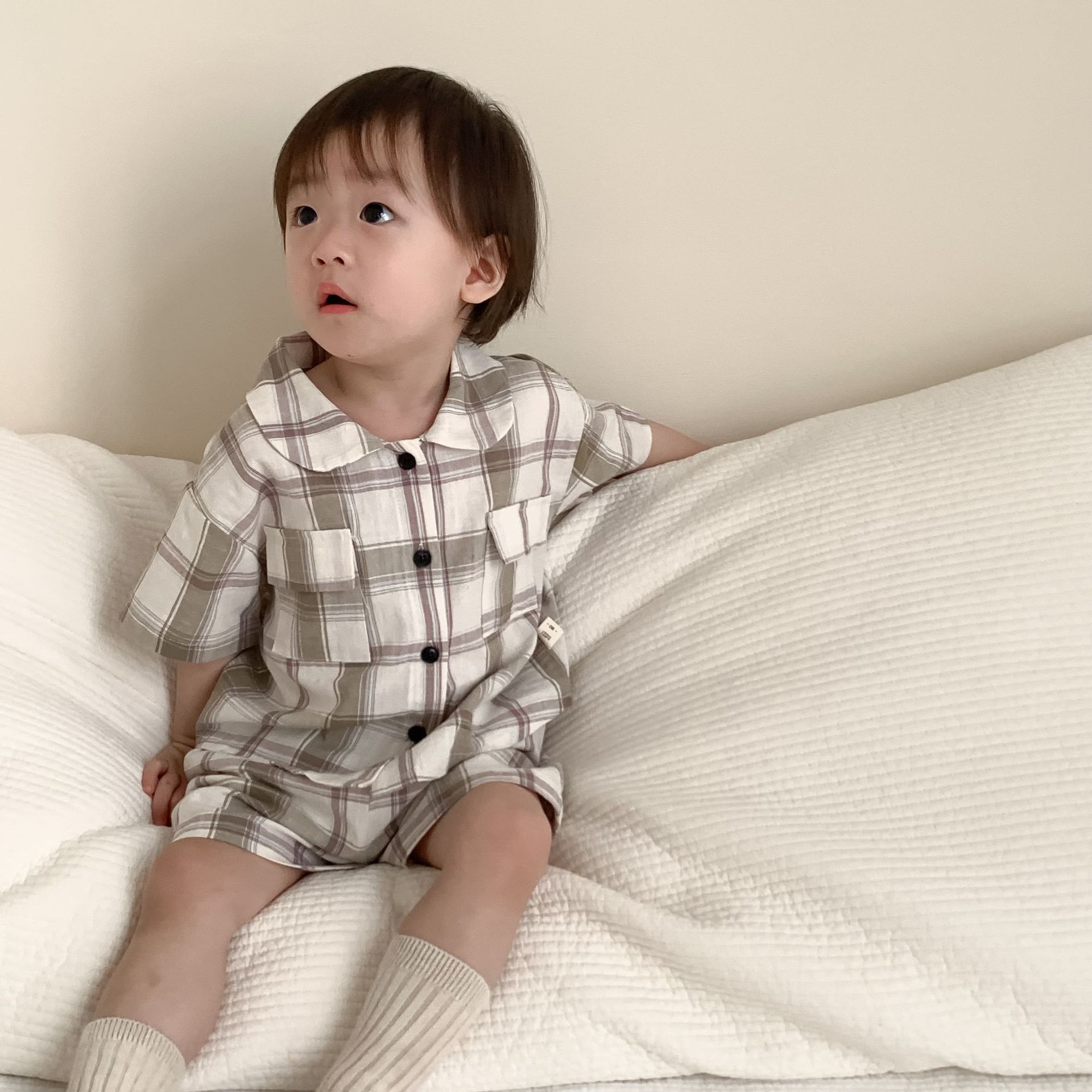 「2024」子供服★トップス+ショートパンツ★セットアップ★韓国風子供服★2色73cm〜110cm