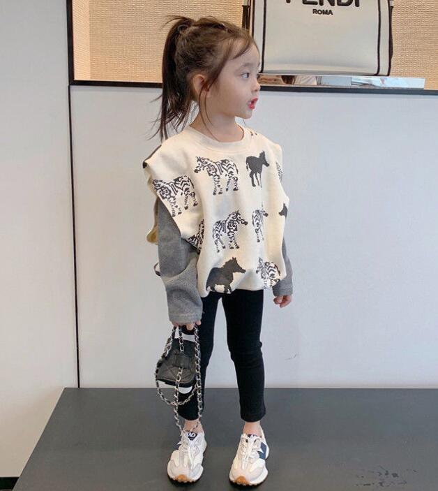 2024秋新品★子供服　重ね着トップス+レギンス　セットアップ★90cm〜140cm