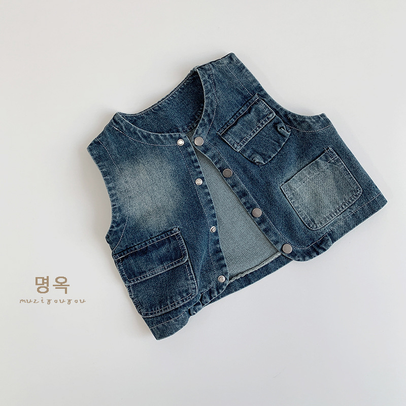 2024新品★子供服 　デニムベストコート★80cm〜130cm