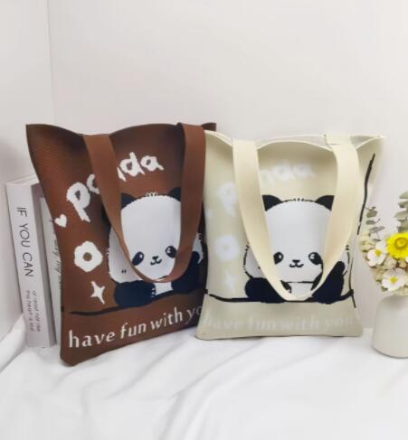 「2024」バッグ★ニットバッグ★ハンドバッグ★大容量★パンダ★ 8色