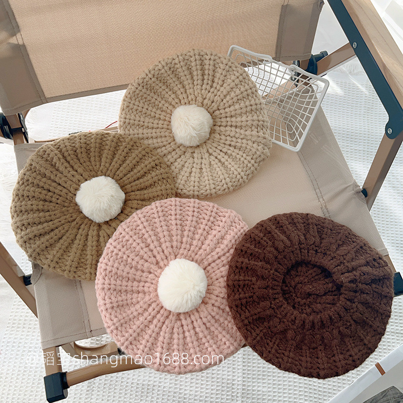 「2024」子供用★帽子★ニット帽子★キッズ★ベレー帽★暖かい★4色