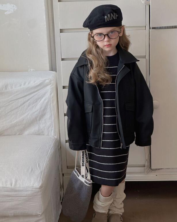 2024秋冬新品HL★子供服　ニットワンピース★90cm〜140cm