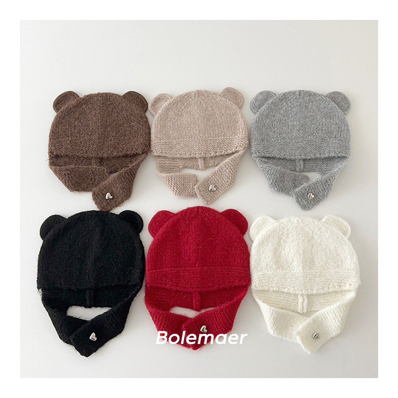 「2024」子供用★帽子★ニット帽子★キッズ★耳カバー★暖かい★5色