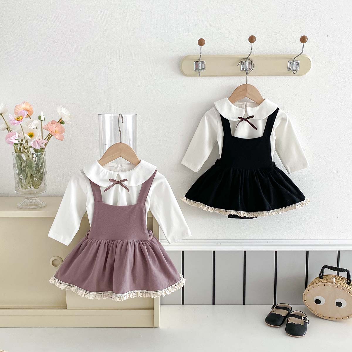 2025春新作★子供服　トップス+ワンピース　セットアップ★66cm〜90cm 2色