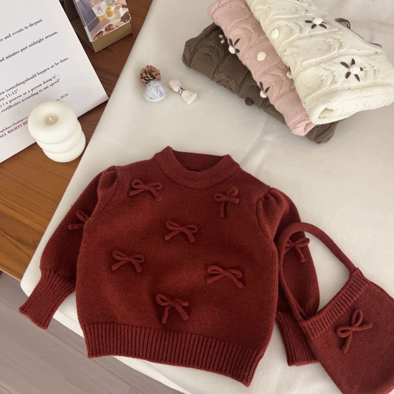 「2024」子供服★トップス★ニット★セーター+バッグ★韓国風子供服★3色90cm〜130cm