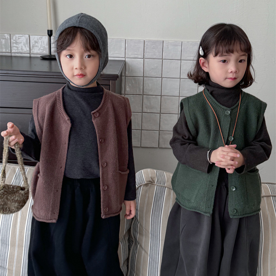 「2025」子供服★トップス★ニットベスト★チョッキ★韓国風子供服★3色80cm〜140cm
