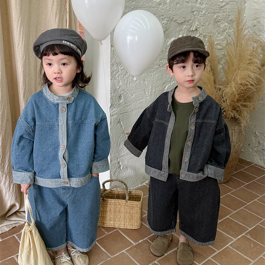 「2025」子供服★長袖シャツ+ズボン★デニムセットアップ★韓国風子供服★2色80cm〜140cm
