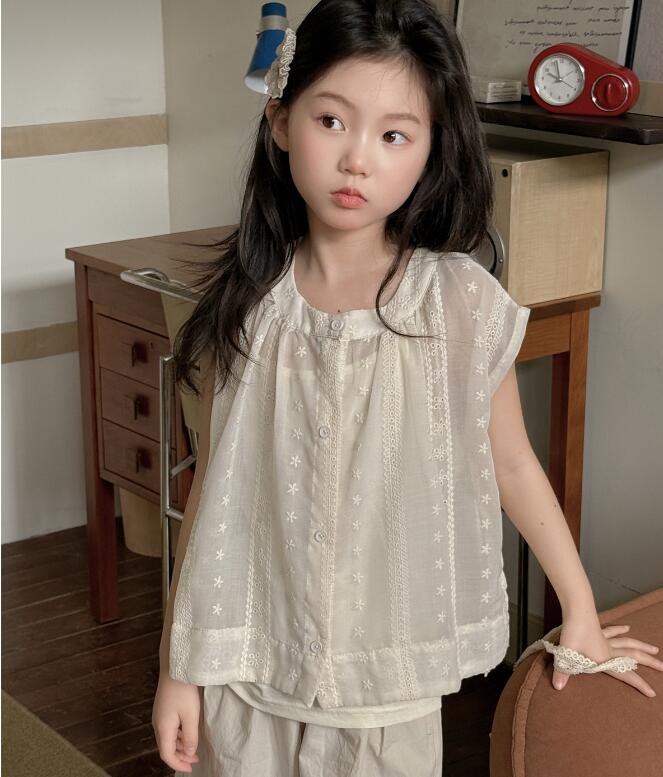 2025新作★子供服　キャミソール+ブラウス★100cm〜160cm 2色