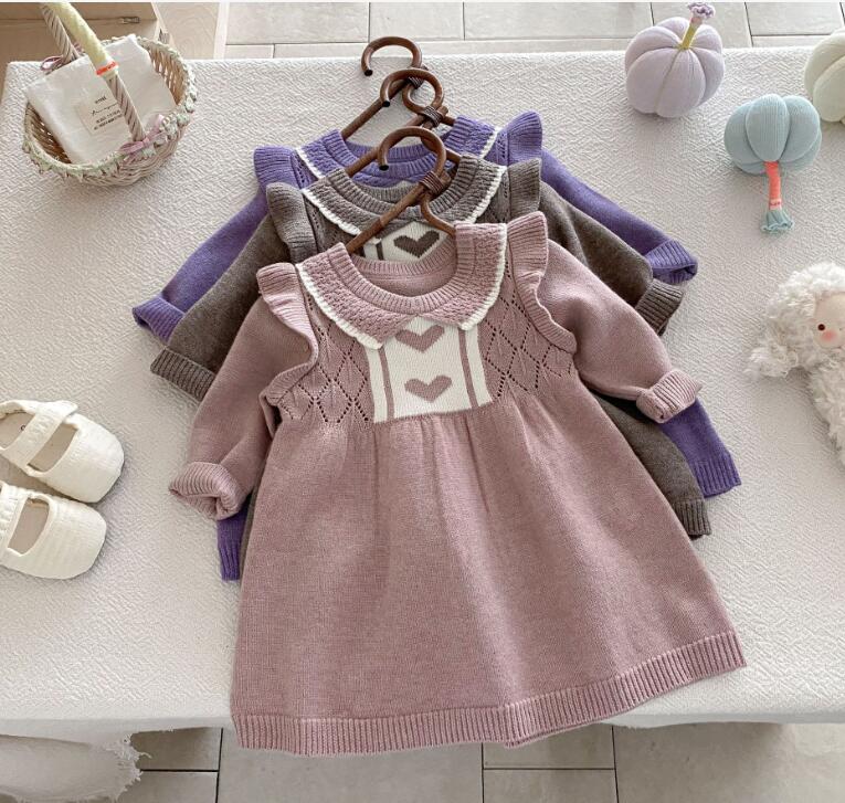 2025秋新品★子供服　ニットワンピース★66cm〜100cm 3色