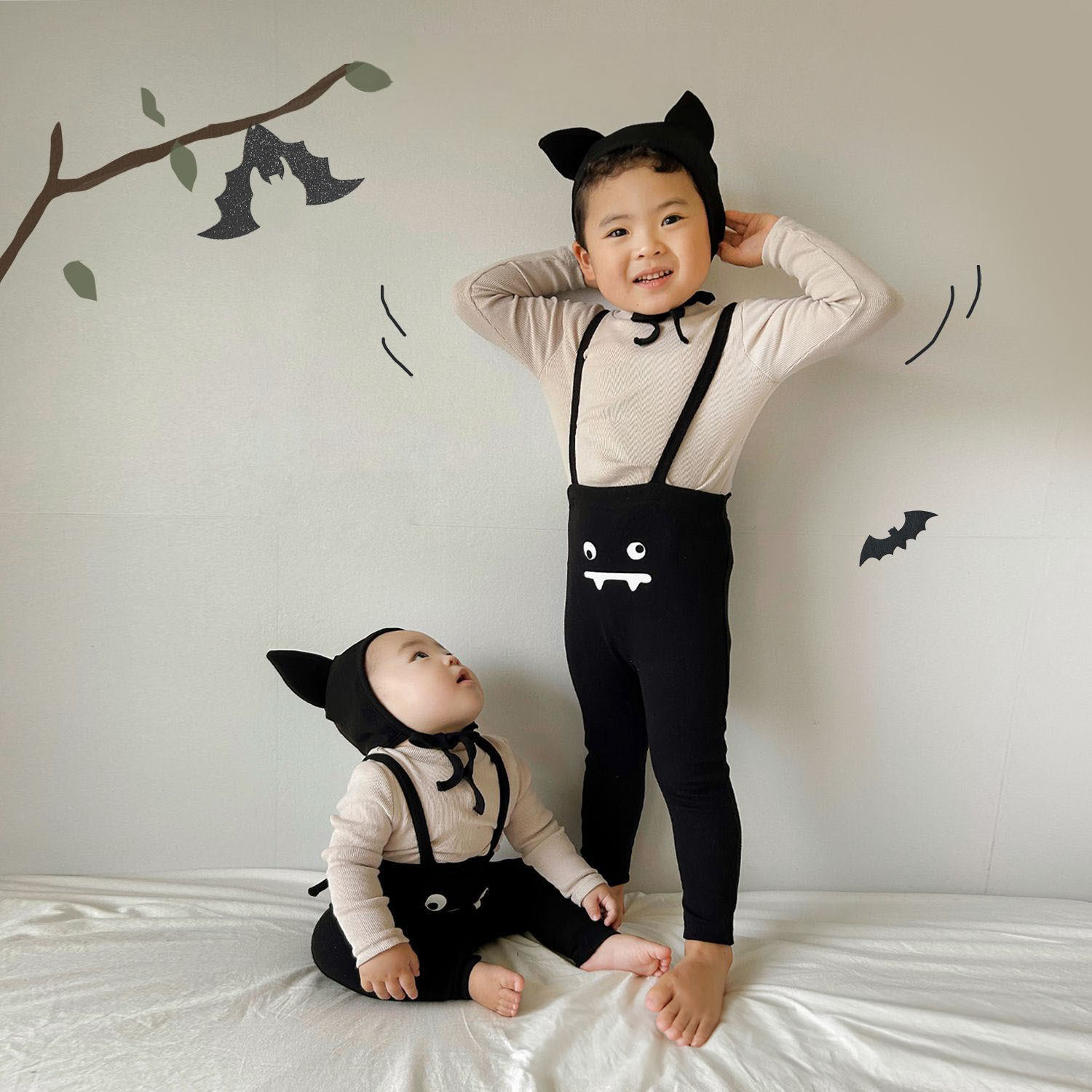 2025新品★子供服　サロペット+帽子★66cm〜90cm 3色