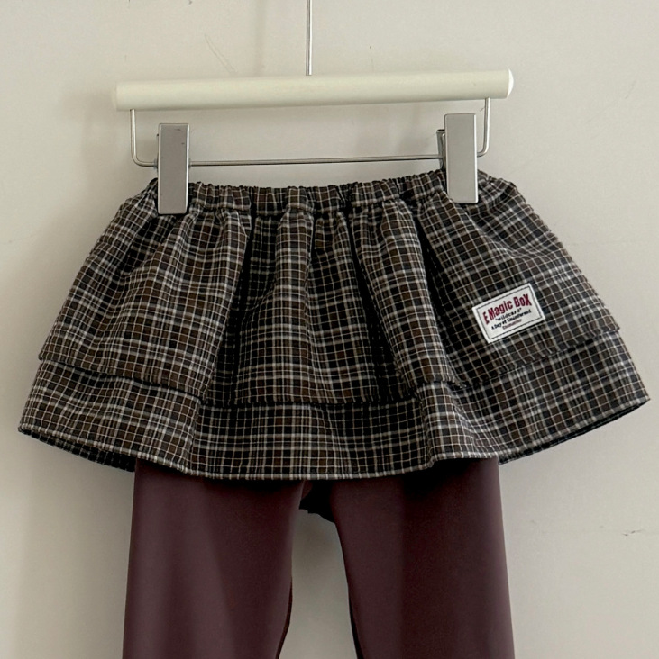 2025新品★子供服　格子エプロンスカート★S/M/L 2色