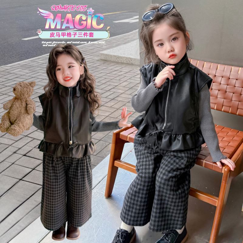 2025秋新品★子供服　3点セットアップ★90cm〜140cm 2色