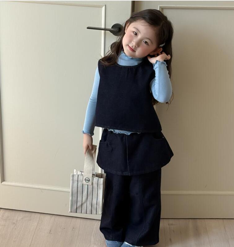 2025秋新品TM★子供服　ベストデニムトップス★90cm〜150cm