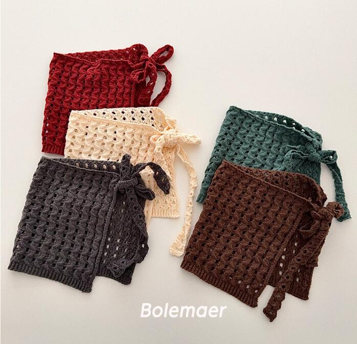 2025新品★子供服　スカーフ兼用ニットボンネット&エプロン★ 6色