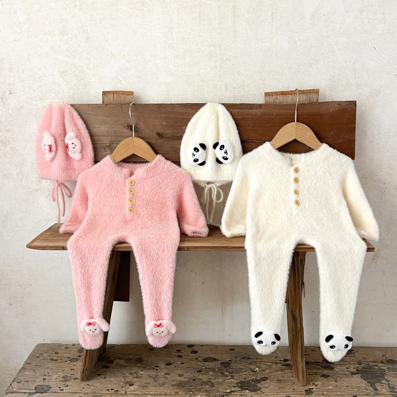 2025冬新入荷★ベビー服　連体服+帽子★66cm〜90cm 3色