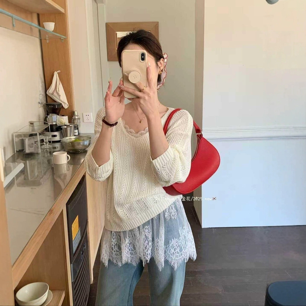 レース ペチスカート / 重ね着 ショートスカート / 韓国ファッション / 刺繍入り インナースカート