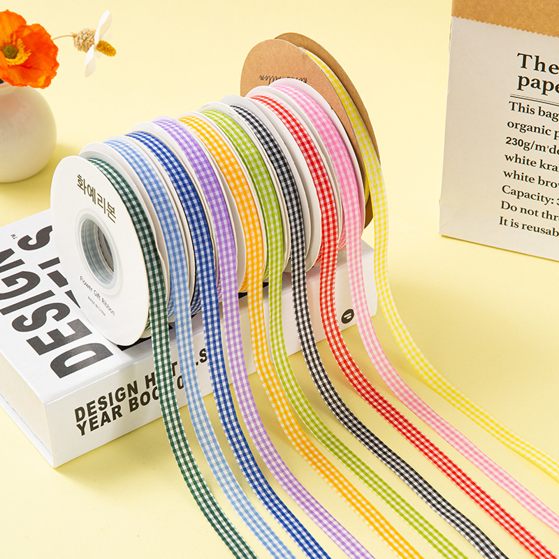 インスタ映え チェックリボン / プレゼント包装 手芸 材料 / リボン 装饰 花束 スイーツ