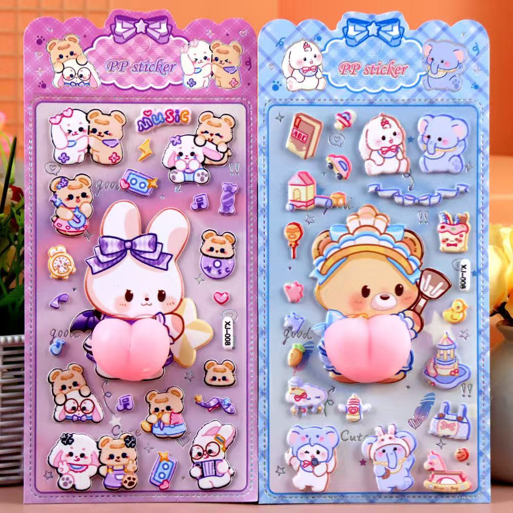 DIY手作り ステッカー★粘着シール★3D★手帳素材