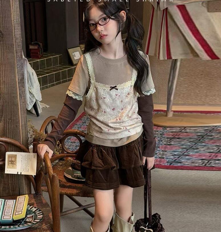 2026秋新品★子供服　重ね着トップス&スカート分けて★120cm〜170cm