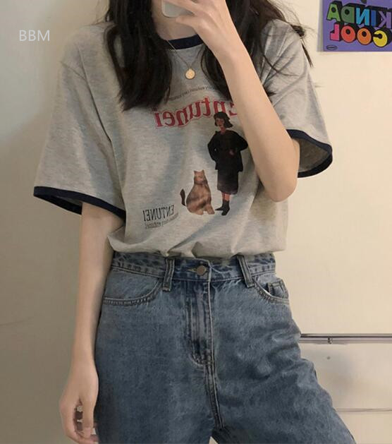2022★春夏新作★韓国風★Tシャツ★トップス★レディース★半袖★カジュアル★2色M-XL