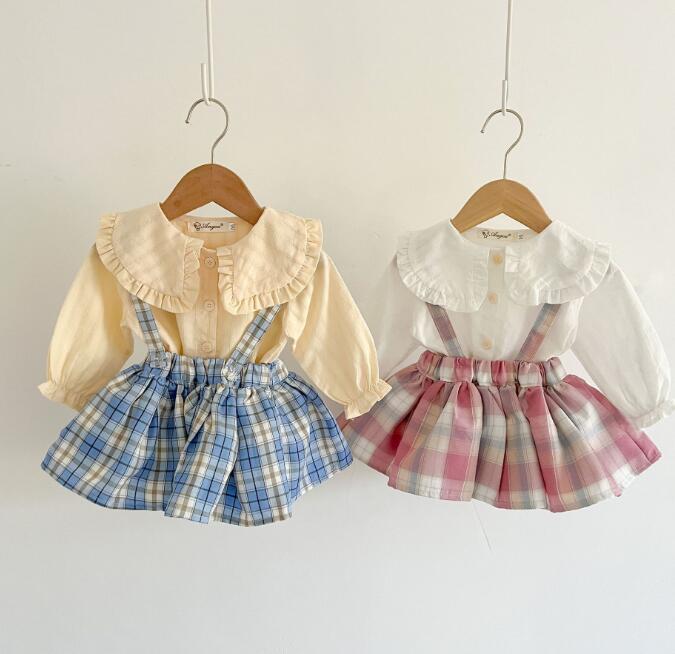 2022★子供服★ワイシャツ★サロペットスカート★ベビー★韓国風子供服★4色★66-100CM