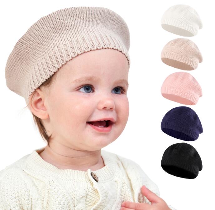 秋冬新作★子供用★帽子★防寒★キッズ女の子★ベレー帽★ベビー★無地★5色