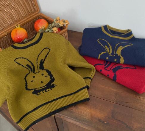 秋冬新作★子供服★トップス★ニット服★うさぎ柄★男女兼用★セーター★3色★90-130CM