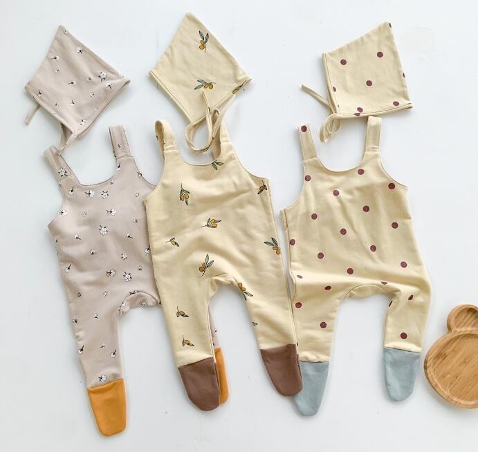 春秋新作★韓国風ベビー服★サロペット+帽子★3色66-90CM